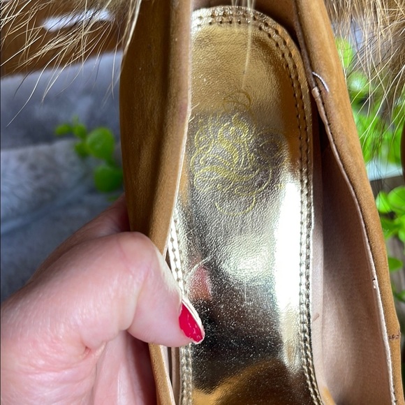 Brown Suede Stiletto Heels with Pom-Pom Embellishment - Picture 7 of 9